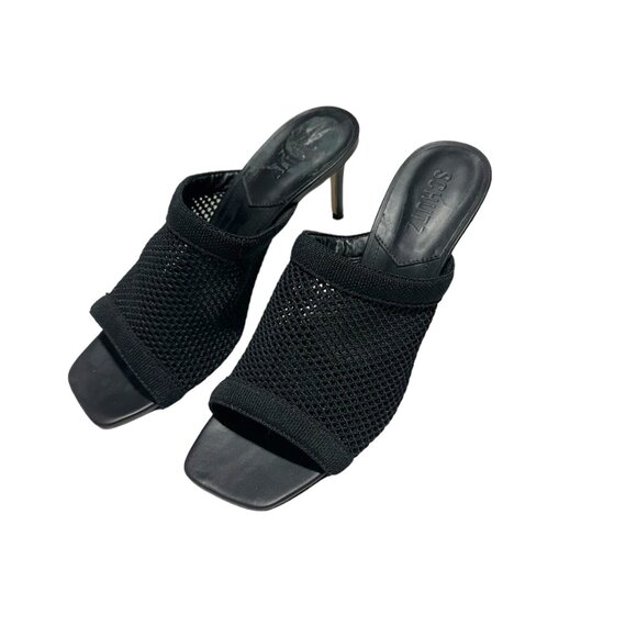 Schutz Sinara Mesh Heeled Slide Sandals Black - Picture 7 of 12